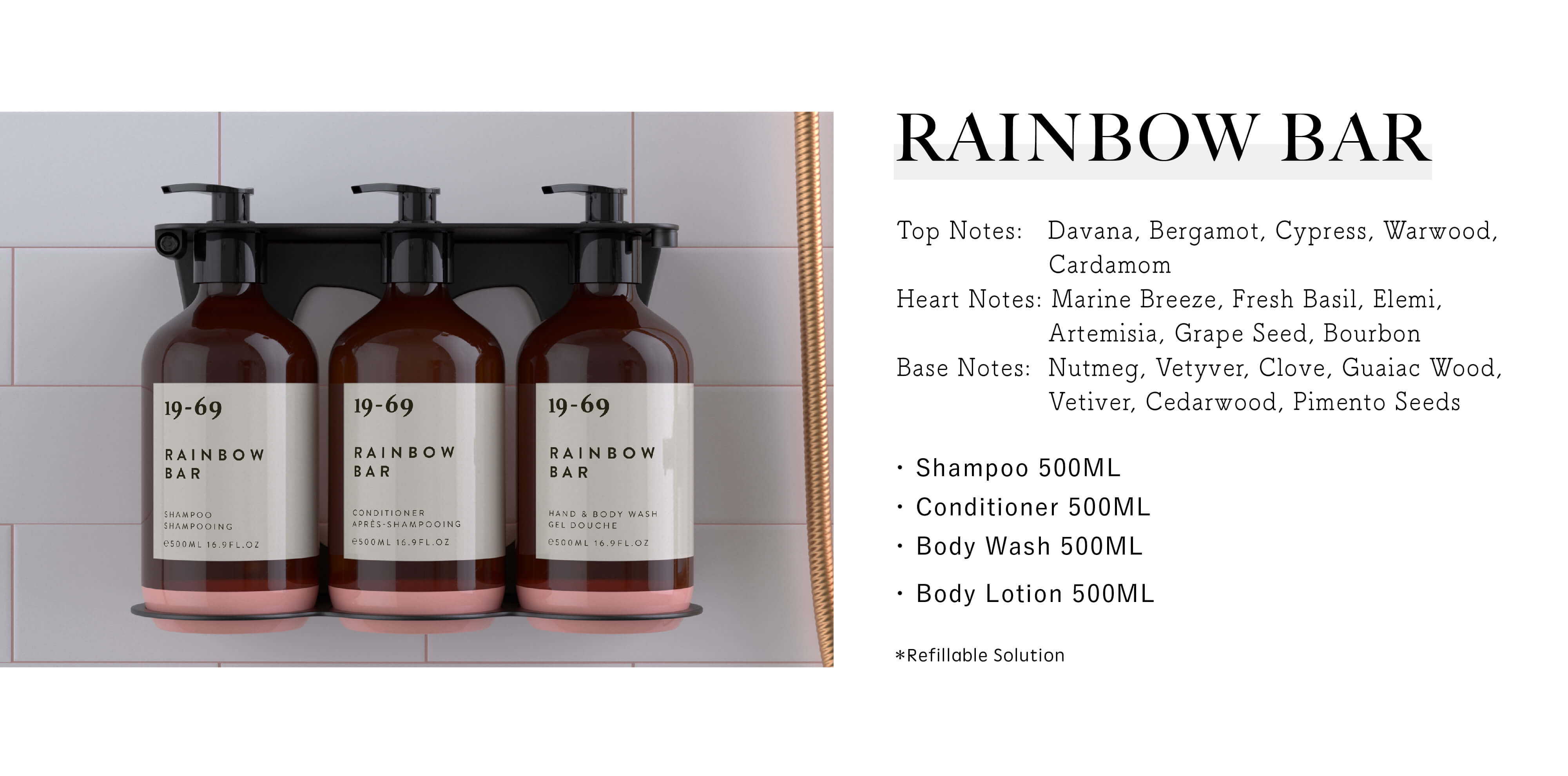 19-69 hotel collection飯店沐浴用品 rainbow bar系列，為Sunlife晨居飯店沐浴備品廠商提供